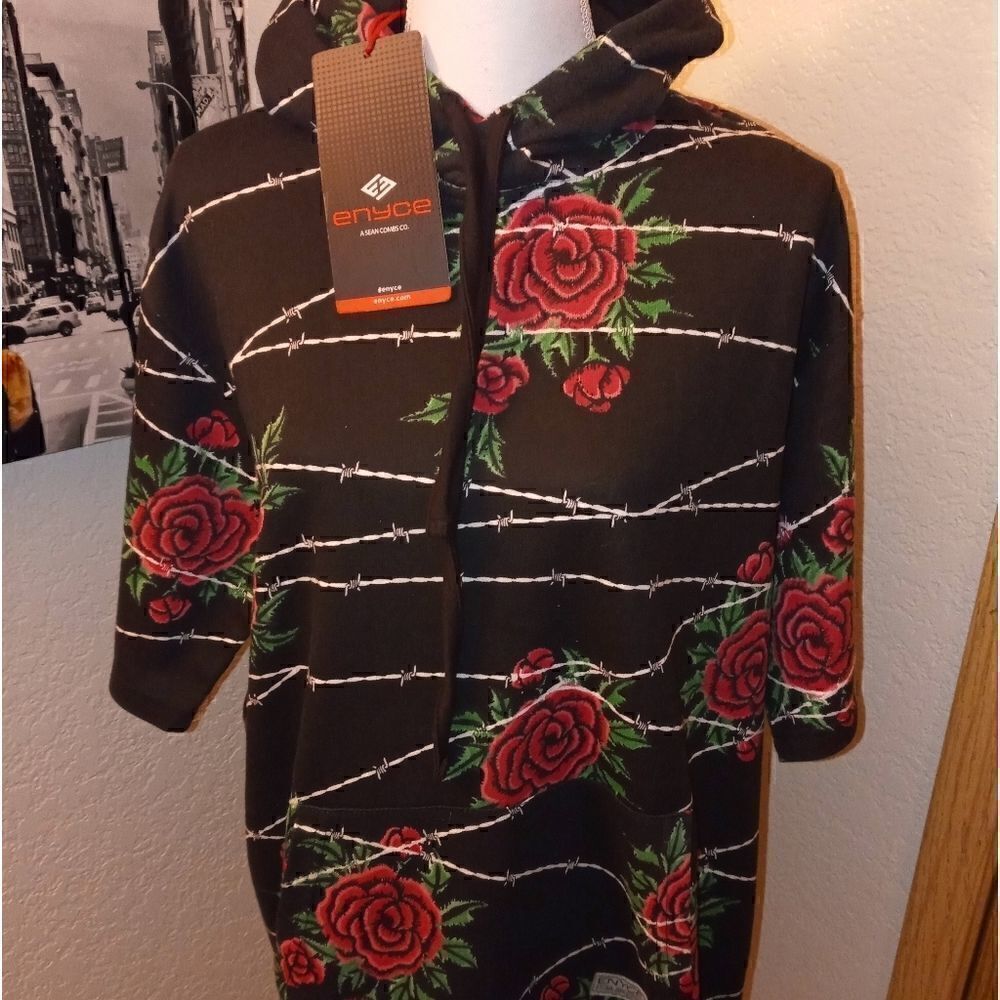 Vintage Enyce-Sean Combs 90's Apparel Hoodie Sweater Rose/Thorn NWT  L